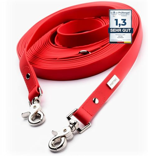 PetTec Hundeleine, Schleppleine & Führleine *5m* bis 80kg, verstellbare Trainingsleine/Ausbildungsleine/Trekkingleine für Hunde aus TRIOFLEX (ähnl. Biothane), wasserabweisend & robust, Dog Leash