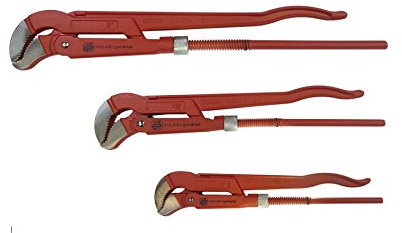 Hoga Rohrzangenset, S-Maul, 3-tlg, 1" 1,5" 2" Zoll, Eckrohrzangen, Chrom Vanadium