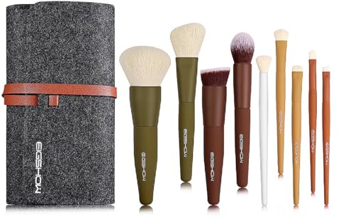 Make up Pinsel, EIGSHOW 5 Farben Kabuki Reise Make up Pinsel Set mit extraweichen synthetischen Fasern für Puder Rouge Concealer zum Konturieren und Hervorheben von Anwendungen - Vegan