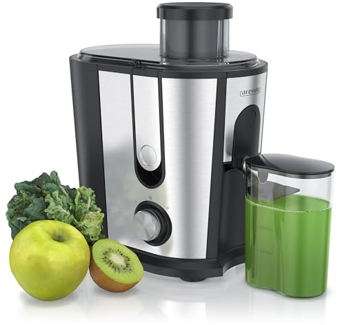 Arendo - Entsafter Edelstahl Obst und Gemüse - Zentrifugaler Entsafter - elektrisch - 2 Geschwindigkeitsstufen - Überhitzungsschutz - Edelstahlgehäuse - 600 W - BPA-frei