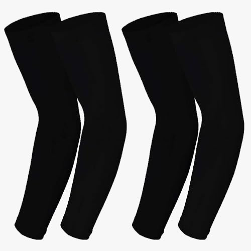 2XK-NOV Armstulpen Damen Armschoner Volleyball - Hochwertige Rutschfeste Armlinge Kompressions Manschetten für Herren und Damen, UPF50+, Arm Sleeves Sport, 2 Paar (Schwarz)