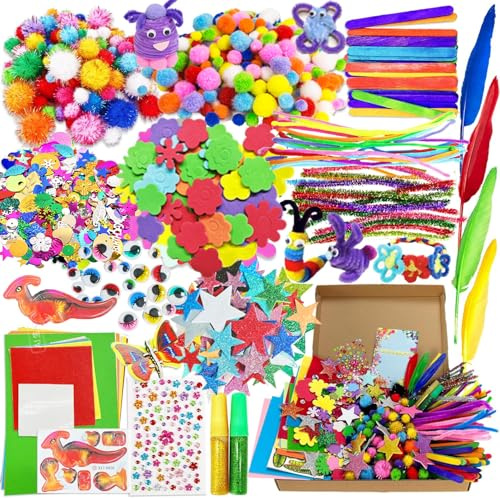 Lubibi Bastelkoffer Kinder, DIY Basteln Bastelkoffer, Bastelmaterial Set mit Pfeifenreiniger Pompons Kulleraugen Bastelmaterial Scrapbooking,Kreativ Bastelzubehör für Mädchen Jungen 2-8 Jahre Geschenk