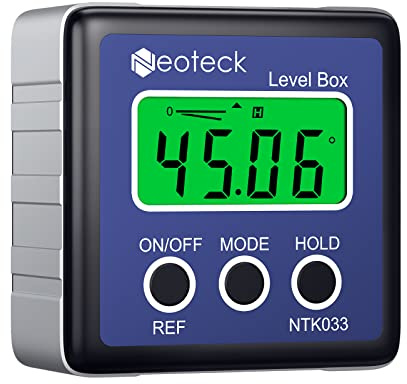 Neoteck Digitaler LCD Winkelmesser Neigungsmesser Inklinometer Wasserdicht Bevel Box Winkelmessgerät Wasserwaage(Batterie enthalten) - Blau