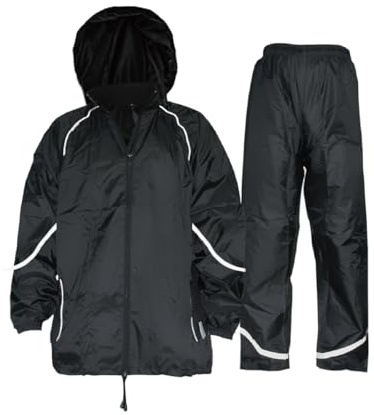 Salzmann Regenanzug | Wasserabweisend & winddicht | Set aus Jacke & Hose | Hergestellt mit 3M Scotchlite | L