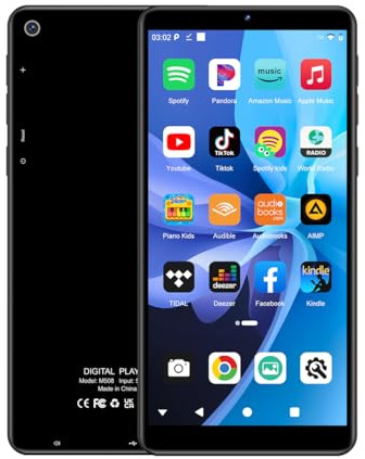 5.5 Zoll Touchscreen MP3 Player mit Kamera, MP3 Player mit Bluetooth und WiFi, Android MP3-Player mit Spotify, MP4 Player mit Amazon Musik, Audible,Deezer, Digitaler Musikplayer mit Lautsprecher