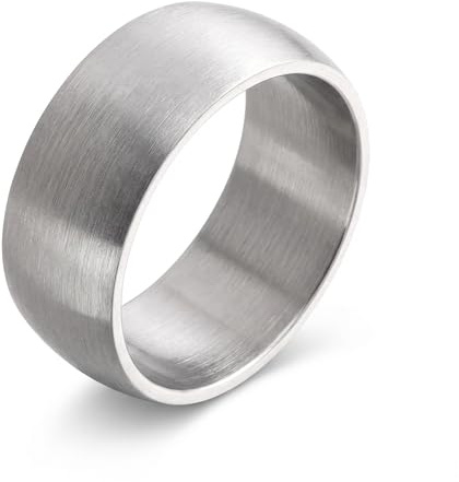 meditoys Bandring aus Edelstahl, 8 mm breiter Fingerring, Silber matt gebürstet, Edelstahlring für Damen & Herren, Größe: 58 (18.5), robust und kratzfest