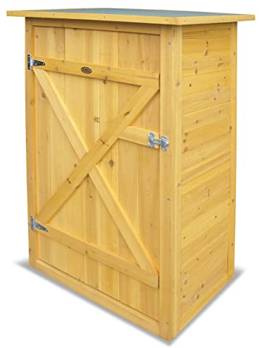 HABAU Gartenschrank Flachdach, 3103, 75 x 56 x 117 cm, mit 2 Regalböden | Wetterfester Outdoorschrank mit Regalböden, perfekt für Draußen