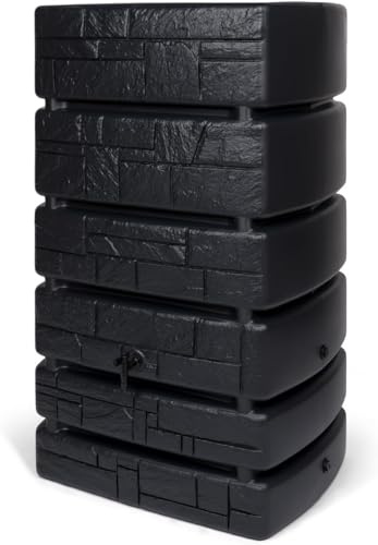 Kreher XXL Wassertonne Tower Stone mit Wasserhahn. Tolle Stein Optik in Anthrazit/Grau, 500 Liter Nutzungsvolumen. Maße (BxTxH): 77,5 x 58,3 x 130 cm (Anthrazit)