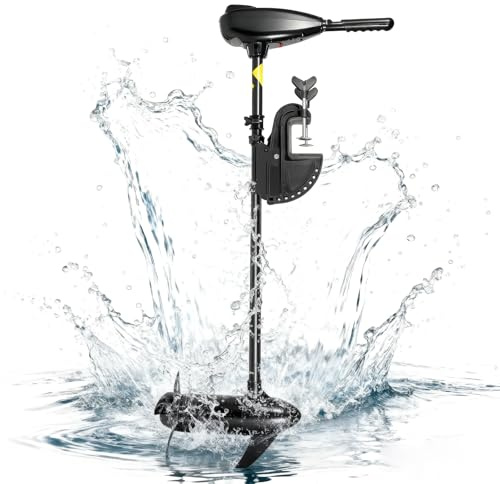 BAOCHADA 80LBS Thrust Elektrobootsmotor 12 Volt Aussenborder Bootsmotor mit 5 Vorwärtsgänge und 3 Rückwärtsgänge,Einstellbarer Winkel und Höhenverstellba Elektromotor für Schlauchboote, Kajaks