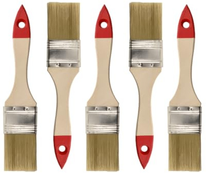 M7 5 STK. Flachpinsel-Set 1,5″ (etwa 38 mm) Serie 30, Lackierpinsel mit Synthetischen Hellen Borsten, Malerpinsel mit Naturholz, Flachpinsel mit Stahlzwinge