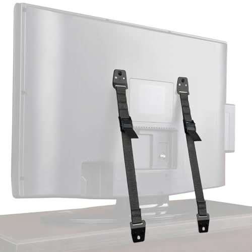 2 Pcs MöBel TV Kippsicherung für Kinder Set, Verstellbar Kindersicherung Fernseher, TV Kippsicherung Sicherheitsgurte zum Verschrauben, Einstellbar Kipp-Möbelgurte für Möbel Flachbildfernseher