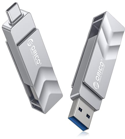 ORICO Dual Drive USB-C & A Stick 512GB, 400 MB/s Lesen,USB Speicherstick | 150 MB/s Schreiben, USB3.2 Speicherstick, Drehbar, Metall Gehäuse, für Smartphone, iPhone 15/16/17, Android, PC, Laptop