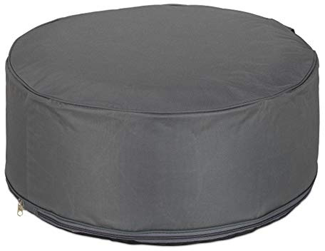 Relaxdays Aufblasbarer Hocker, Outdoor Pouf für Camping & Garten, Sitzhocker rund, Sitzpouf, HxD: 26 x 56 cm, dunkelgrau, 1 Stück