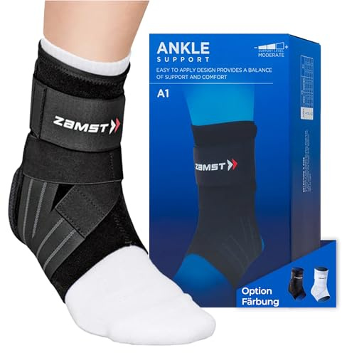 Zamst A1 Sprunggelenkbandage - Verstellbar gegen Umknicken bei Schweren Verstauchungen und Chronischer Instabilität - Bandage Fußgelenk, Ideal zum Sport - Anatomische Passform. (M, Right)