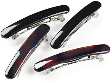 Manicare Mini-Haarspangen, 4 Stück, Haarspangen zum Dekorieren oder Abteilen von Haaren, sicherer Halt, sanft zu Haar und Kopfhaut, eleganter französischer Verschluss, Schildpatt und Schwarz
