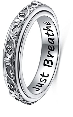DAOCHONG Spinner-Ringe aus Sterlingsilber, angstlindernd, Zappeln, Sorgen, Stress, Linderung von Langeweile, ADHS, Autismus, Ring für Damen und Herren