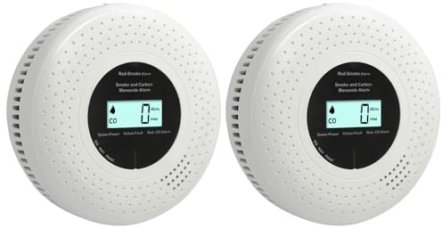 GiiHoo Rauch- und Kohlenmonoxid-Melder mit LCD-Display & Batteriebetrieb, Kombi-Alarm für Rauch und CO zur häuslichen Sicherheit EN 14604 & EN 50291 Zertifiziert, 10 Jahre Sensorlebensdauer