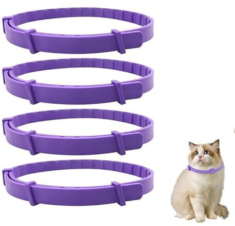 4 Beruhigungshalsband Katzen Pheromone Verstellbar Anti Stress Nass | Lindert Angst Katze Haustier, kleine große Tiere, Wirkung langlebig, Material komfortabel, Nackenband flexibel tragbar