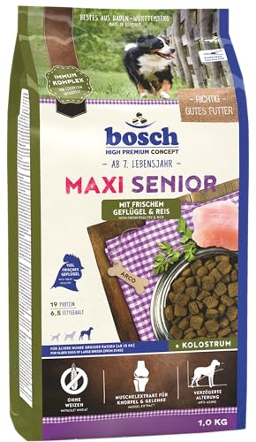 bosch HPC Maxi Senior Hundefutter trocken Geflügel & Reis 12,5 kg | Für ältere Hunde ab 7 Jahren, weizenfreie Rezeptur, 20 % frisches Geflügel, für große Rassen geeignet, Made in Germany