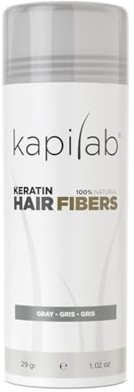 Kapilab Streuhaar Grau, Premium Haarpuder zur Haarverdichtung Haarfasern für Dünner Werdenes Haar Keratin Haarpulver Mehr Volumen Hair Fibers für Männer und Frauen - 25 gramm