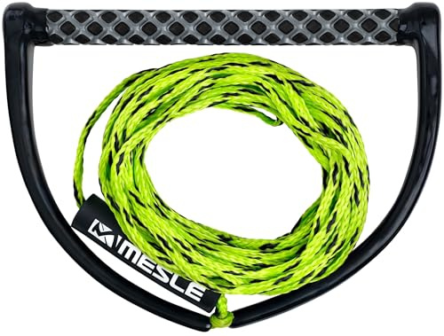 MESLE Wakeboard Leine ONE mit 15'' Griff, Länge 16,8 m - 18,3 m, Eva Soft Griff, schwimmend, Zug-Seil Wassersport Schleppleine Boot, mit Schwimmer, inkl. Rope Keeper