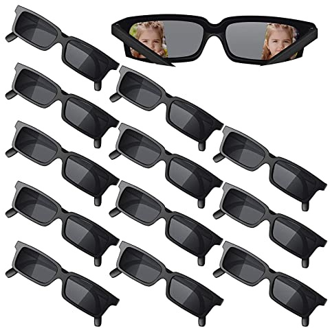 12 Stücke Agent Brille Rückansicht Detektiv Brille Polizei Geheimagent Sonnenbrille Spionagebrille Kostüm Brille Zubehör für Abschlussfeiertage Geburtstagsfeier, Kinder und Erwachsene, Schwarz