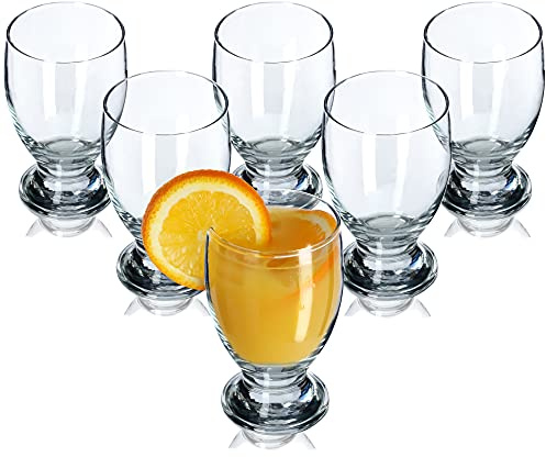 KADAX Wassergläser, 6er Set, dekoratives Gläserset, transparente Gläser mit Stiel, Saftgläser mit dicken Wänden, Trinkgläser für Wasser, Limonade (250ml, Marie)