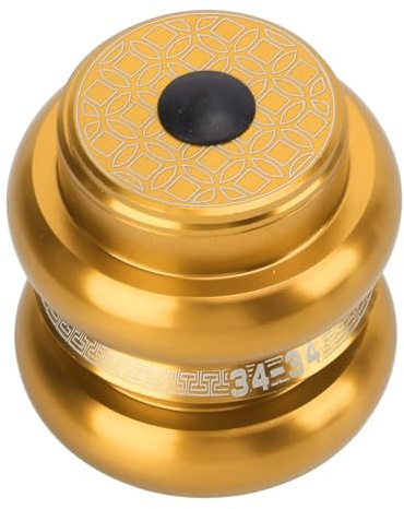 equlup Fahrrad-Steuersatz, 34 mm Aluminiumlegierung-Fahrrad-Headset Doppellager-Fahrrad-Vorderradgabel-Headset für Mountainbikes mit Gewöhnlichen Geraden Rohr-Vorderradgabeln (Gold)