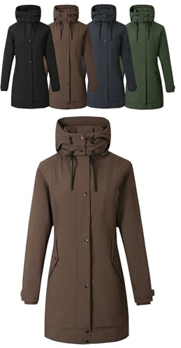 Covalliero - Damen Parka | Reitjacke mit Reitschlitz | warme Übergangsjacke mit hohem Kragen & 5 Taschen | wasserabweisende Winterjacke | Reitbekleidung in Coffee | Größe XXL