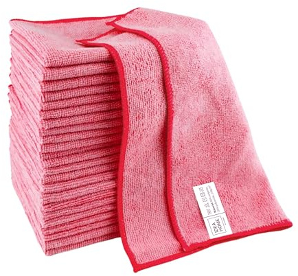 IDEA HOME-24 Stück Mikrofasertücher Putzlappen Staubtücher Reinigungstücher Putztücher Allzwecktücher 30x30cm Rot