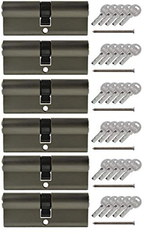 LÖWEN 70 mm 6x Zylinderschloss 35/35 Doppelzylinder gleichschließend Massive Schließzylinder inkl. 30 Wendeschlüssel A:35 B:35 6 er Set (70 mm 35/35, Profilzylinder 6 er Set gleichschließend)
