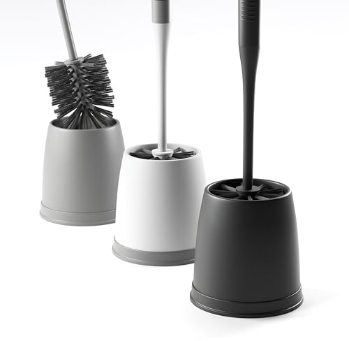 SAVEGA Toilettenbürste & Halter – Innovative Borsten, Matt | Modernes Toilettenbürsten-Set, rutschfester Halter, ergonomischer Gummigriff, für die meisten Toiletten geeignet