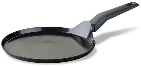 Fackelmann Crepepfanne 25cm Statement – Keramik beschichtete flache Pfanne - Recyceltes Aluminium mit Antihaft-Beschichtung – Für alle Herdarten inklusive Induktion, PFAS-frei