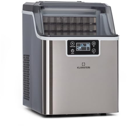 Klarstein Eiswürfelmaschine für Zuhause Camping Gastro, Schnelle Mini Eiswürfelmaschine Klein, Profi Eismaschine für Große Kleine Klare Eiswürfel, Selbstreinigend mit 3,2L Eiswürfelbehälter, 20kg/24h
