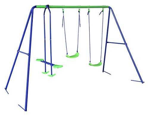 HLC 3-in-1 Schaukel Kinderschaukel Für draußen geeignet Gartenschaukel mit 1 Schaukel von Angesicht zu Angesicht und 2 Schaukelsitzen.