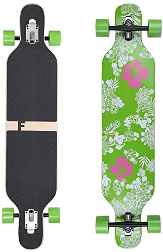 FunTomia Longboard mit 3 Flex Stufen Drop Through Cruiser Komplettboard Mach1 Speed Kugellager T-Tool