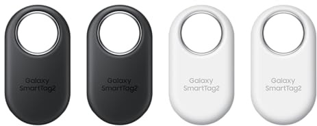 Samsung Galaxy SmartTag2 Bluetooth-Tracker, Kompassansicht, Suche in der Nähe, mit bis zu 500 Tage Laufzeit, wassergeschützt, Schwarz/Weiß (4 Stück)