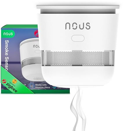Nous E8 ZigBee Smart Rauchmelder, Austauschbare, Fotoelektrischer Sensor, TÜV Rheinland, RoHS Zertifiziert, 85 dB Alarm, Kompatibel mit Alexa, Google Home & Zigbee 3.0, Für Wohnungen und Büros