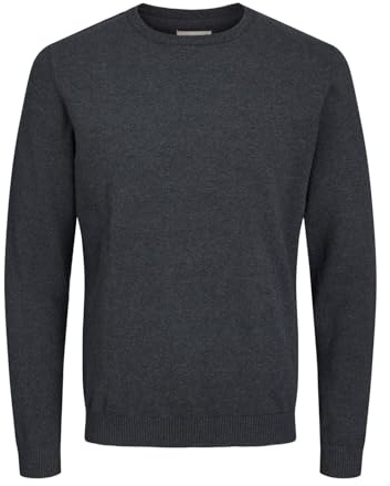 JACK & JONES Herren Jjebasic Knit Crew Neck Noos Pullover, Dark Grey Melange, L EU