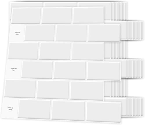 Art3d 10-Stück Fliesenaufkleber Klebefliesen Fliesenfolie Weiß Wandaufkleber Metro Fliesen Fliesendekor Selbstklebend Wandfliesen RV Küche Bad