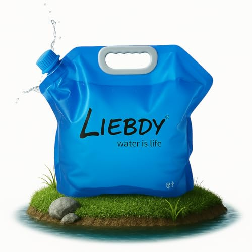 Liebdy® Faltbarer Wasserbehälter 10 Liter BPA frei, Flexibler Wasserkanister, Gießkanne faltbar für Notfall Prepper Krisenvorsorge Notfallausrüstung Krisenvorbereitung Vorrat Blackout Survival | blau