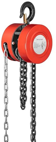 SPECSTAR Handkettenzug 2000kg Tragkraft Flaschenzug 3m Hubhöhe Handseilwinde mit doppelten Ladeketten 20Mn2 Stahlkette Seilzug mit 360° drehbarer Haken manueller Kettenzug für schwere Hebearbeiten