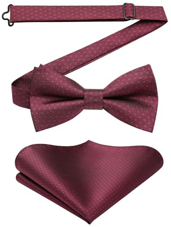 Enlision Herren Fliege mit Einstecktuch - Fliegen für Herren Hochzeit Vorgebunden Schleife Anzug Fliege und Taschentuch Set mit Geschenkbox