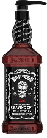 Bandido Shaving Gel Men Red & Blue 1000ml Rasiergel Transparent Männer Rasur Herren nicht-schäumend präzise Rasur der Bartkonturen mit jeder Rasierklinge Rasiermesser Herren verwendbar (Red 1000ml)