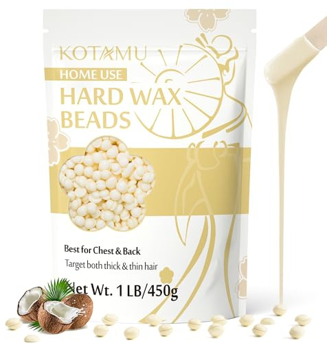 KOTAMU Wach Haarentfernung, Kokosnußöl Waxing für Brust, Rücken, Gesicht, Augenbrauen, Arme, Achseln und Bikinizone, ohne Wachsstreifen, Speziell Formuliert für Grobes Feines Haar 450g