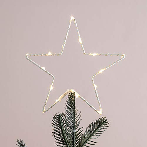 Lights4fun 20cm 45er LED Stern Christbaumspitze Weihnachtsdeko Batteriebetrieb