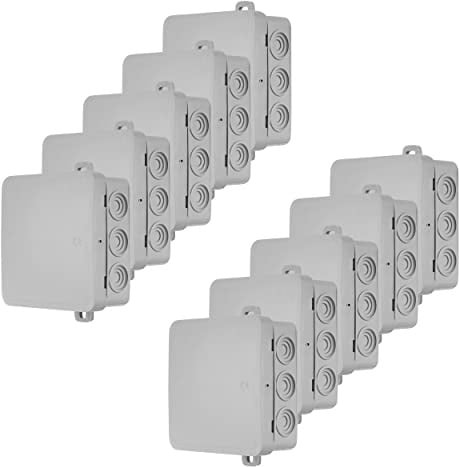 REV Verteilerkasten, 7-fach Abzweigkasten-Verteilerdose 75x75x40mm, IP54, 10 Stück, grau