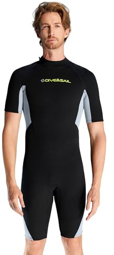 Neoprenanzug Herren Kurzarm 1.5mm Neopren Shorty wärmender Neoprenanzug Rückenreißverschluss für Taucheranzüge,Spearfishing, Schnorcheln, Surfen, Kanufahren L Größe