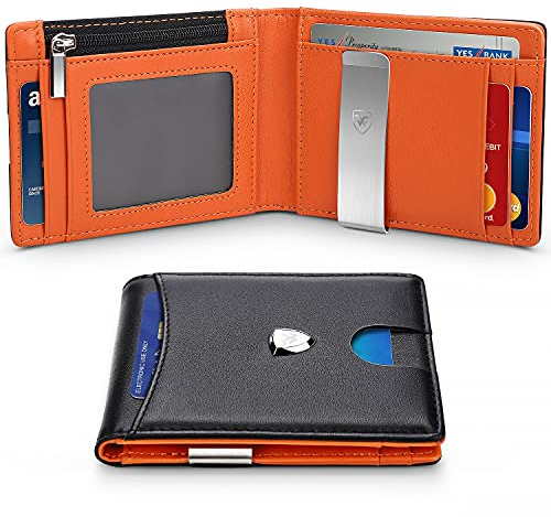 Geldbörse mit Geldklammer, Wilbest Geldbeutel Münzfach, Slim Wallet Männer RFID Portemonnaie, 8 Kartenfächer 1Karte 1Samttasche 1 Geschenk Box, Portmonaise Kreditkartenetui Brieftasche 1 Geschenkbox