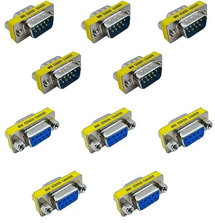 iYueMps DB9 Gender Changer 10 Stück RS-232 D-SUB 9 pol Buchse auf Buchse und Stecker auf Stecker Serielle Port Kabel Adapter Gender Konverter